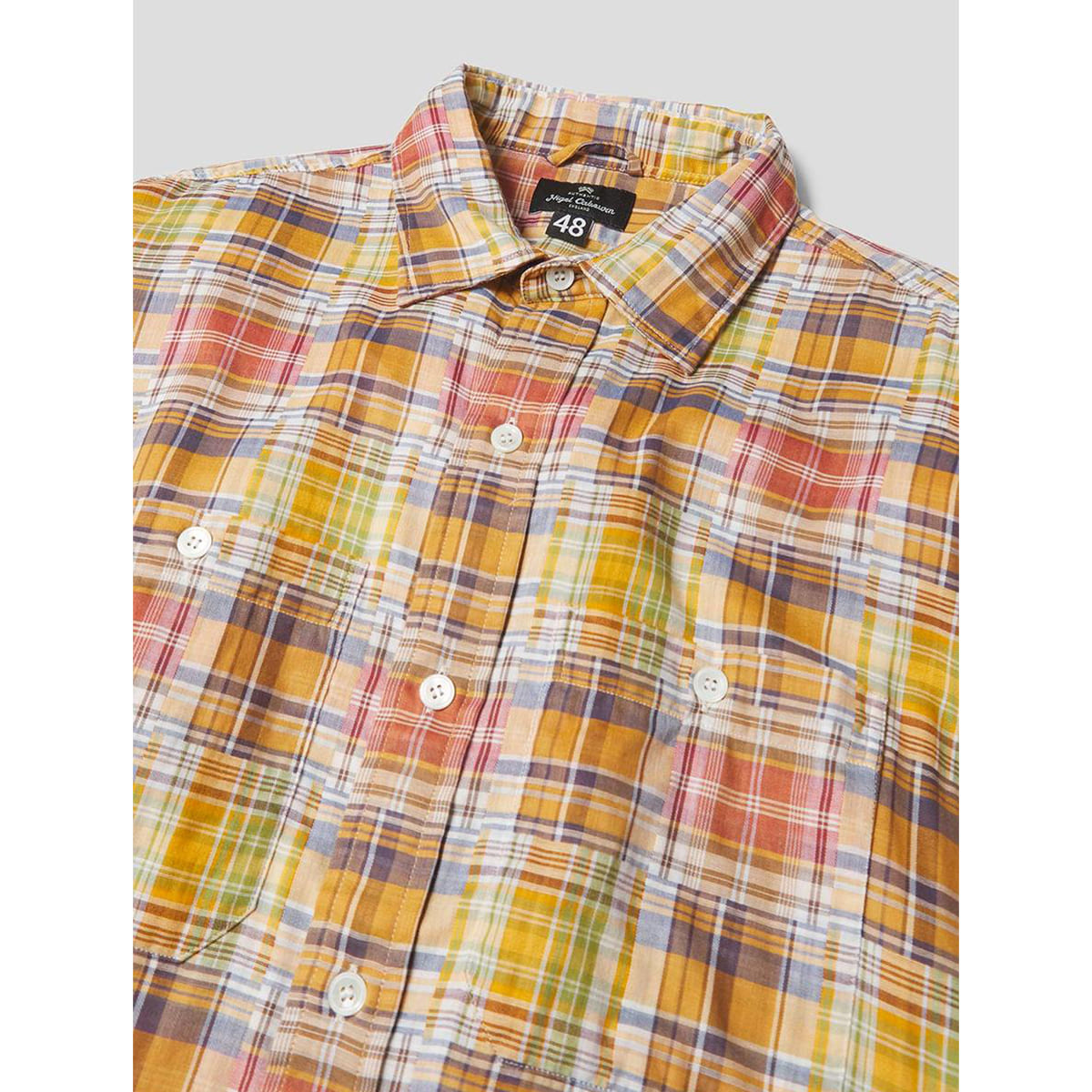 [NIGEL CABOURN] BIG SHIRT IN MIX STRIPE AND CHECK &#039;YELLOW MIX&#039;