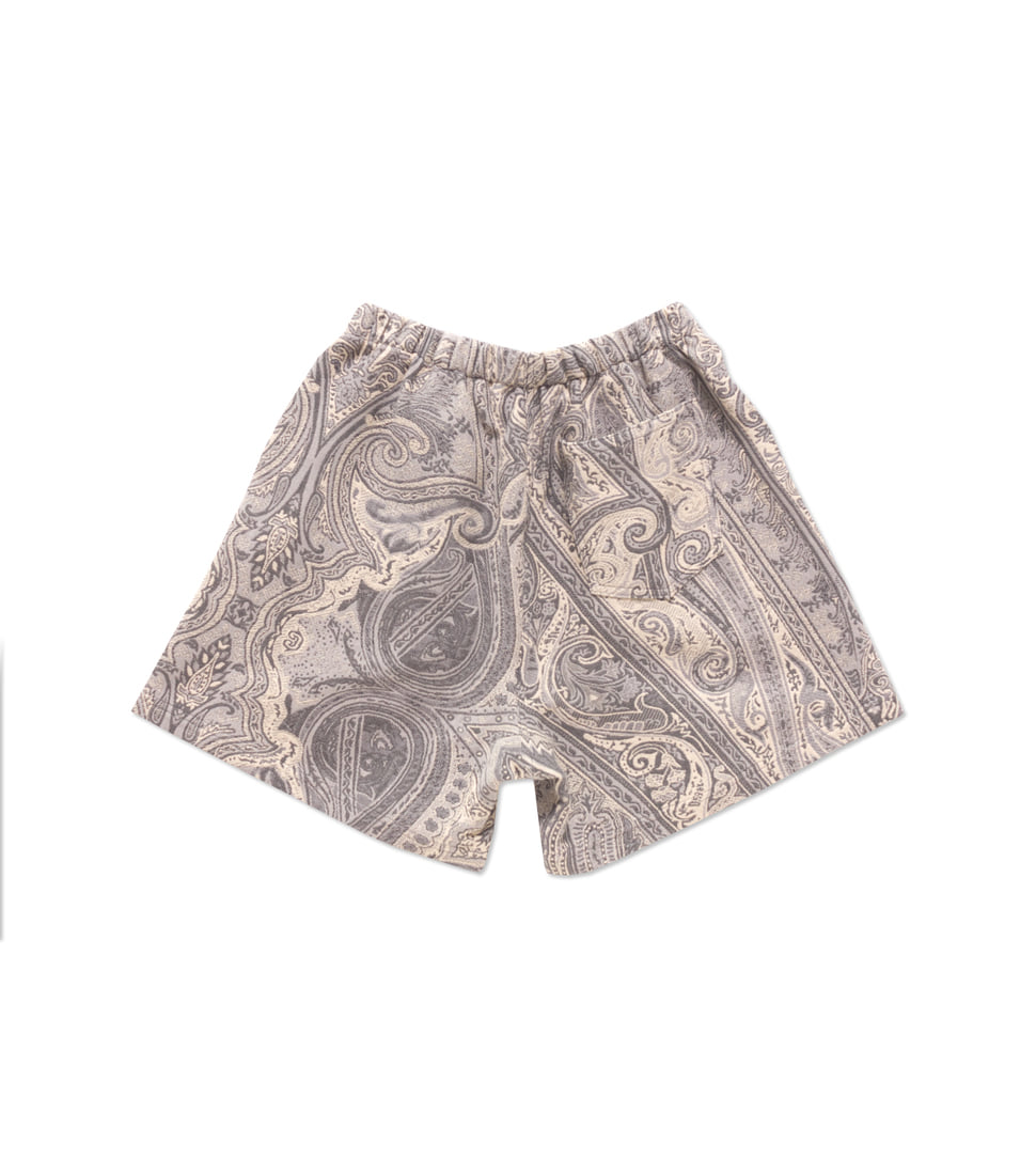 [MONITALY]EAZY BAGGY SHORTS W/QUIC RELEASE BUCKLE&#039;BETRO PAISLEY GREY&#039;