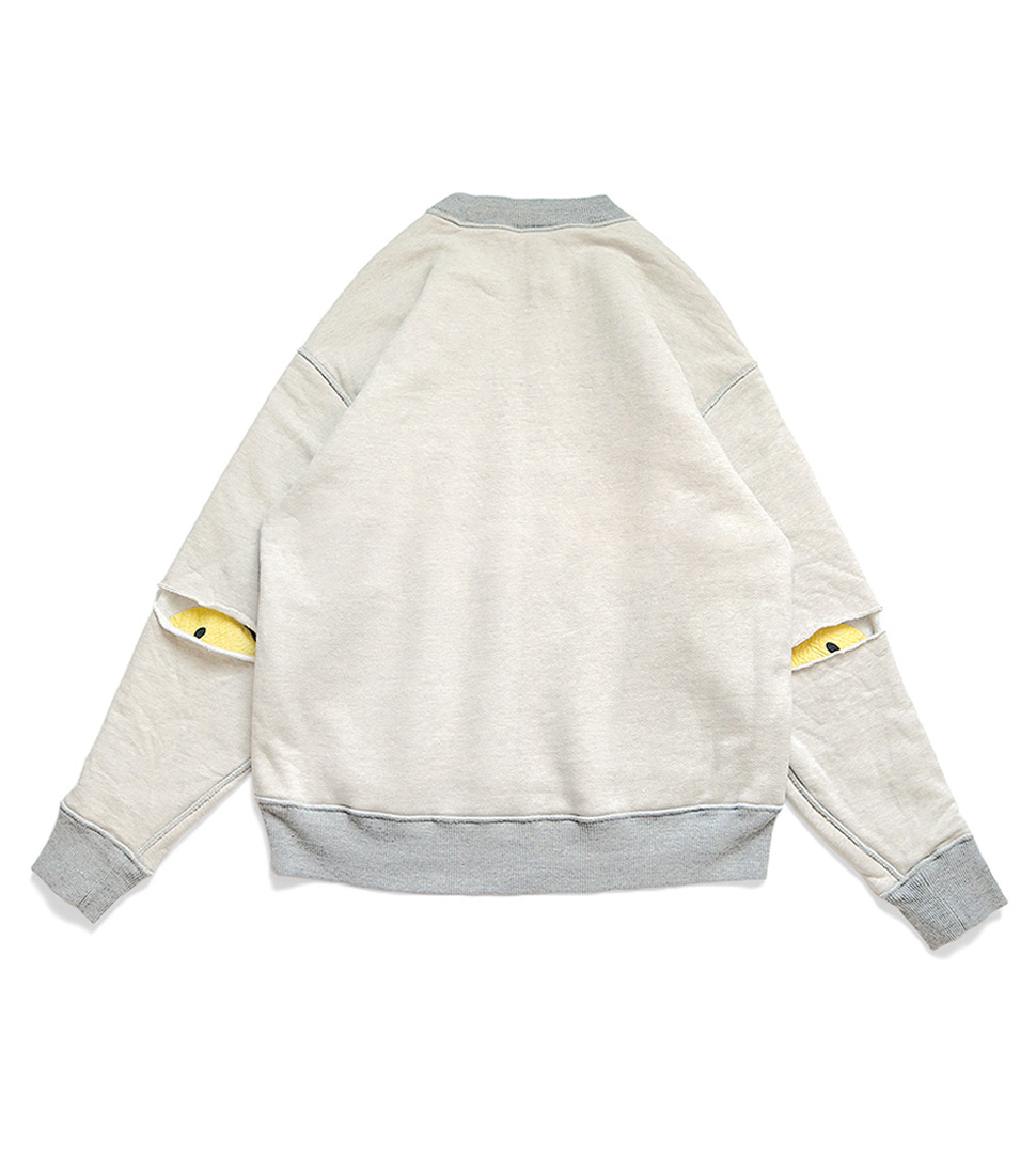 [KAPITAL]TOP SWT KNIT REVERSIBLE ELBOW-RIP SWT (CONEYBOWY)&#039;NATURAL X GREY&#039;