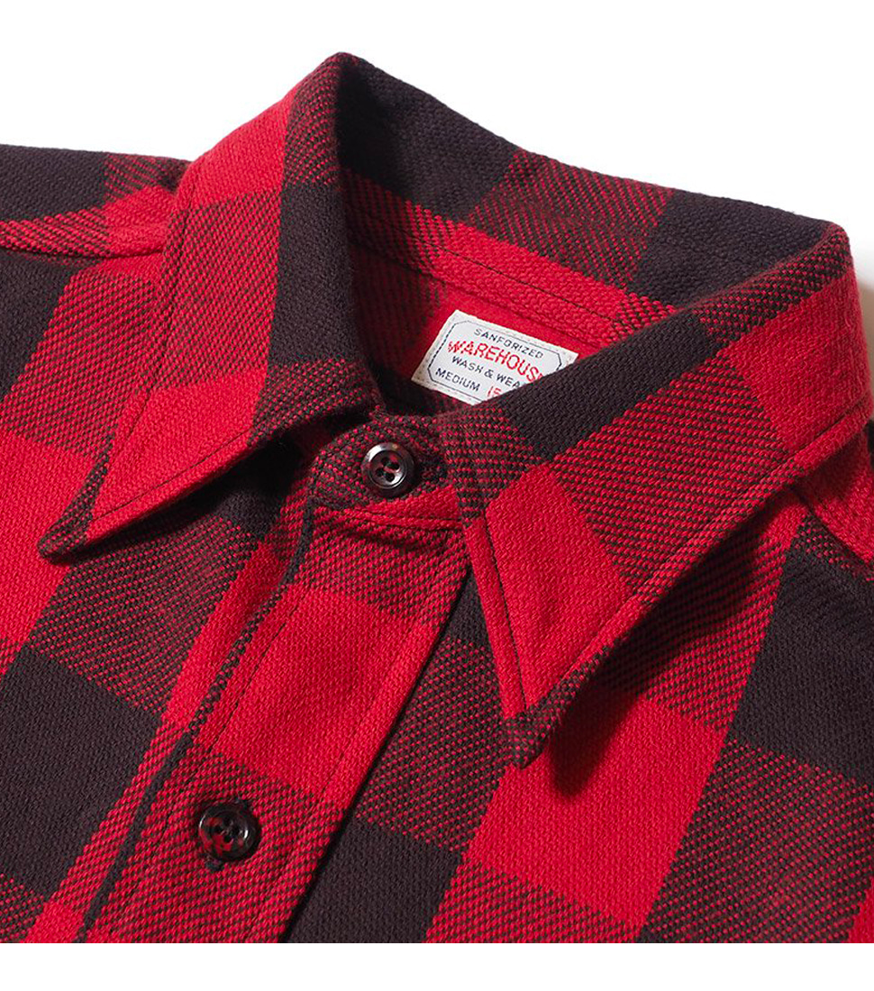 [WAREHOUSE]LOT 3104 FLANNEL SHIRTS A PATTERN ONE WASH &#039;RED&#039;