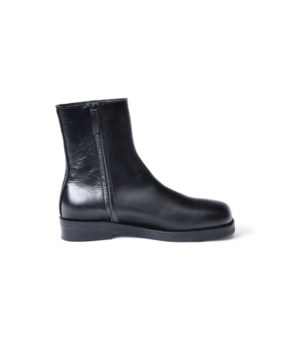[BROWNYARD] LEATHER ANKLE BOOTS&#039;BLACK’