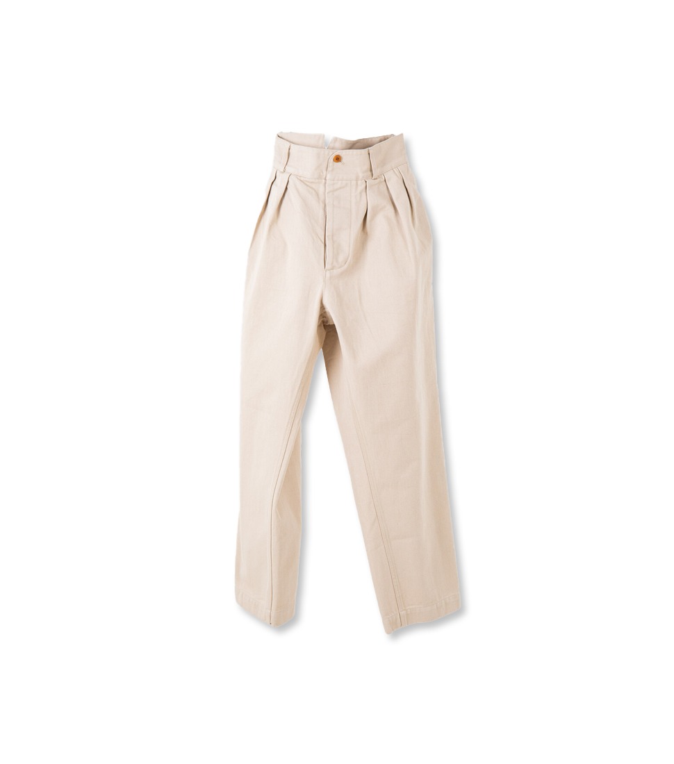 [DOCUMENT] HEAVY TWILL THREE TUCKED TROUSERS &#039;BEIGE&#039;