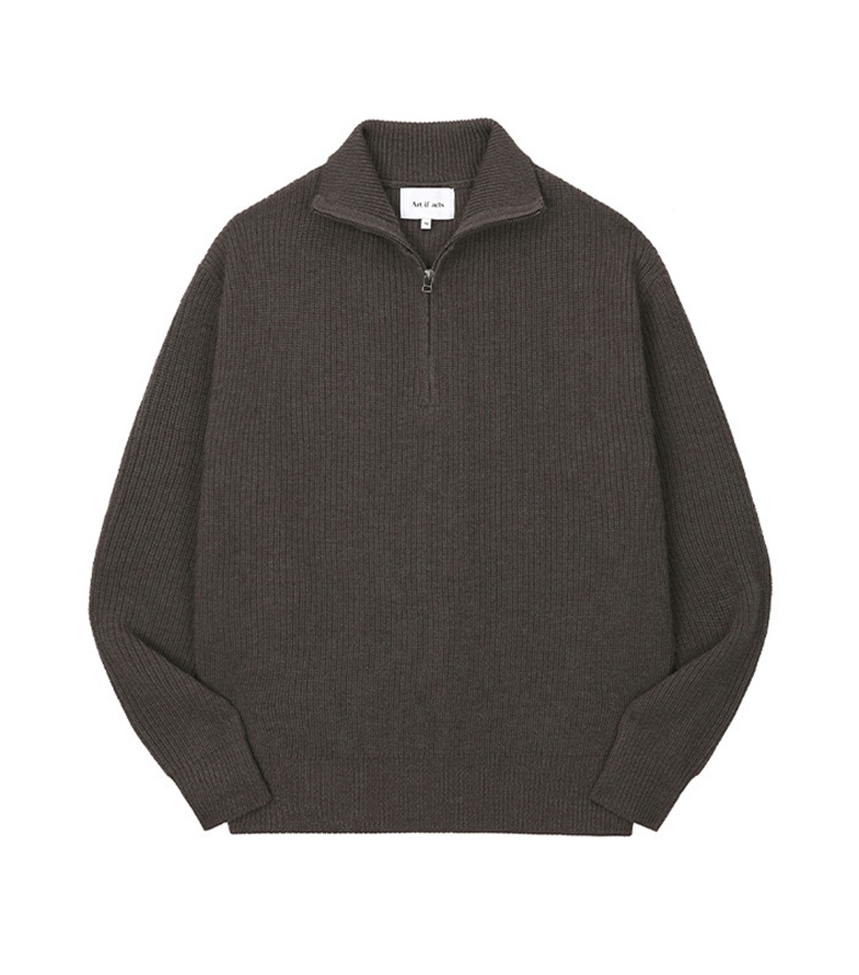 [ART IF ACTS]HALF ZIPUP TURTLE NECK KNIT &#039;BROWN&#039;