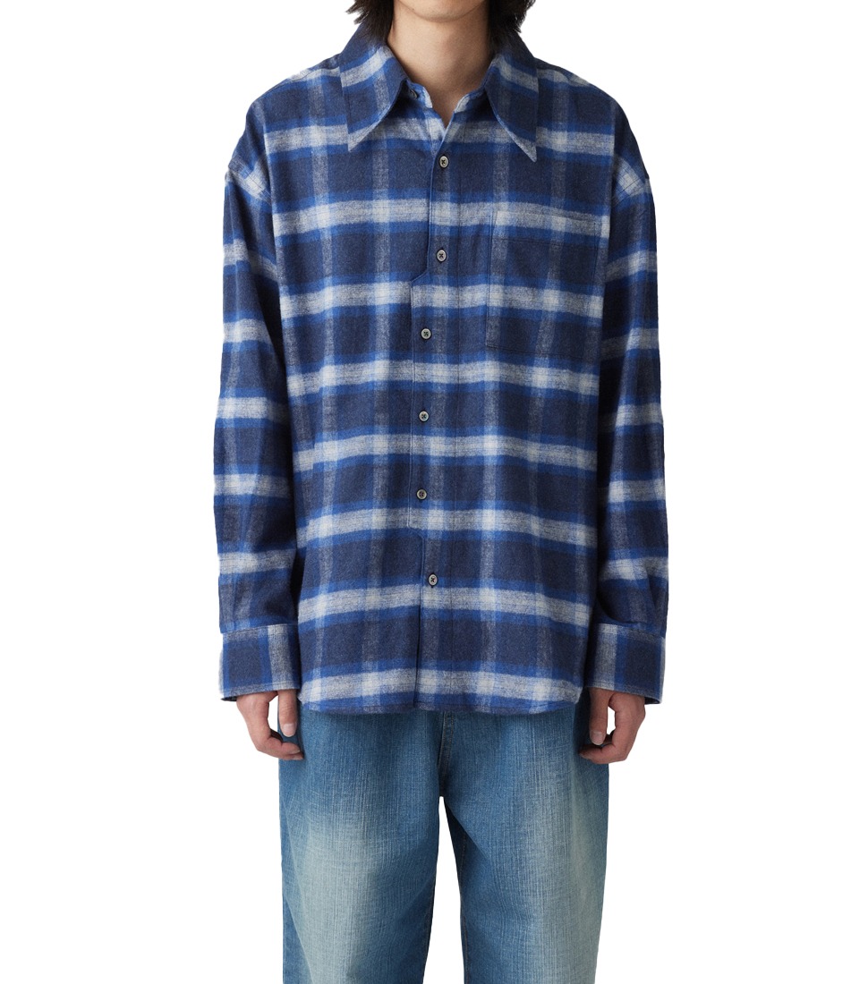 [HATCHINGROOM]ARCHIVE SHIRT&#039;FLANNEL BLUE CHECK&#039;