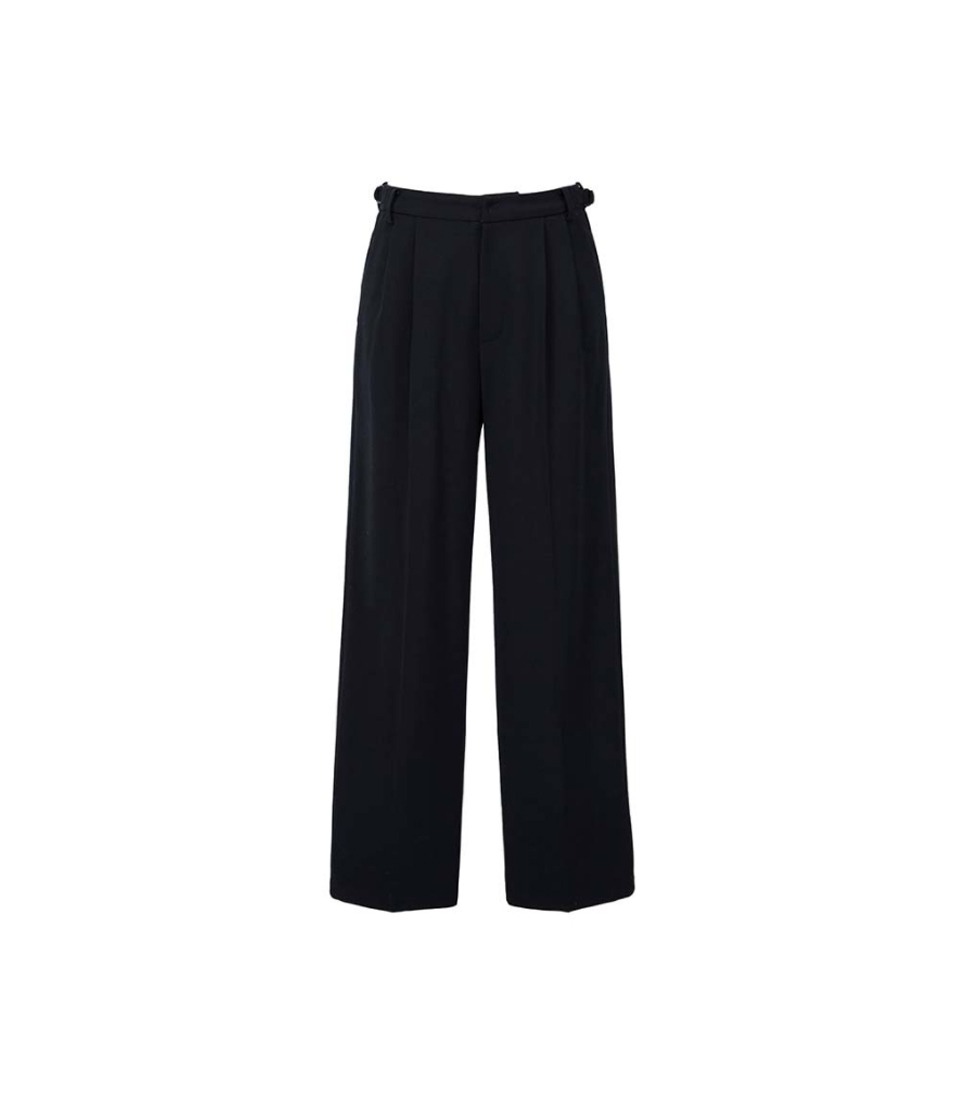 [LE17SEPTEMBRE] SIDE ADJUSTABLE TWO PLEATED TROUSERS &#039;NAVY&#039;