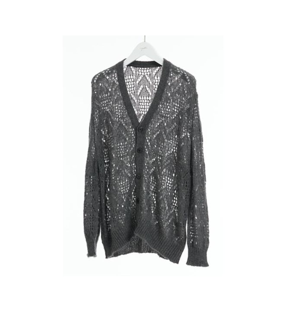 [YOUTH] MESHED MOHAIR CARDIGAN &#039;GREY&#039;