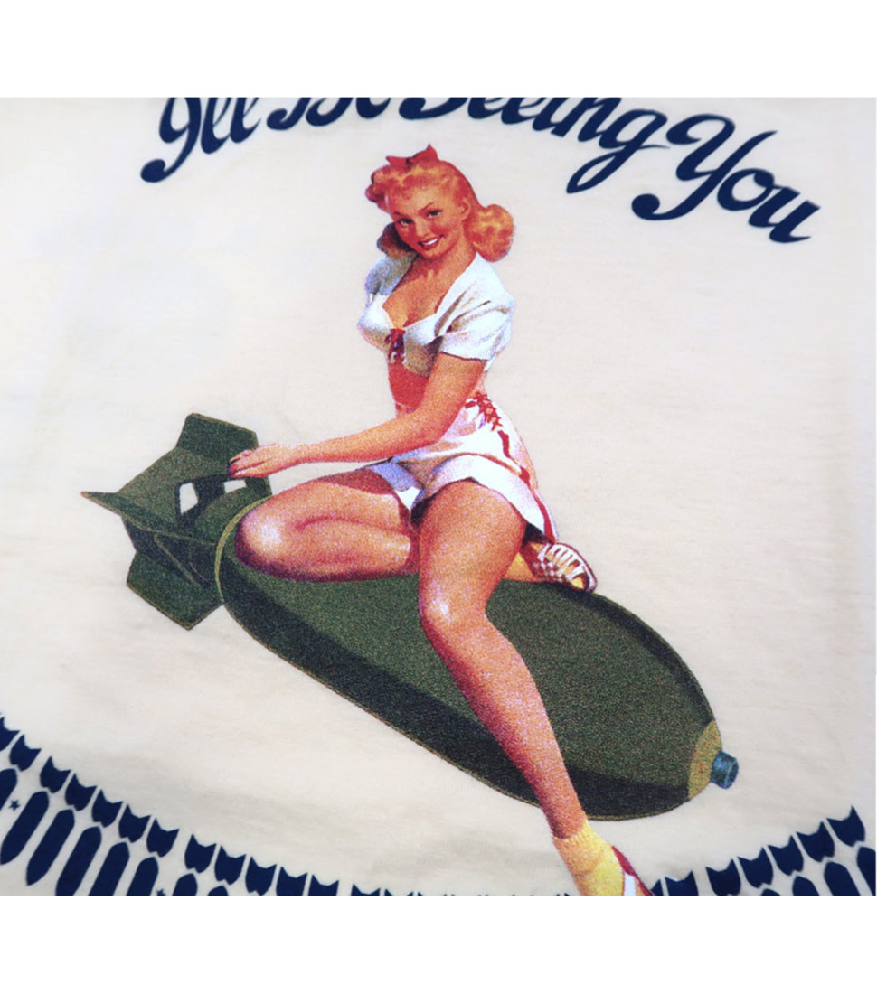 [BUZZ RICKSON&#039;S] BR78312S/S T-SHIRT GIL ELVGREN PIN-UP I&#039;LL BE SEEING YOU&#039;WHITE’