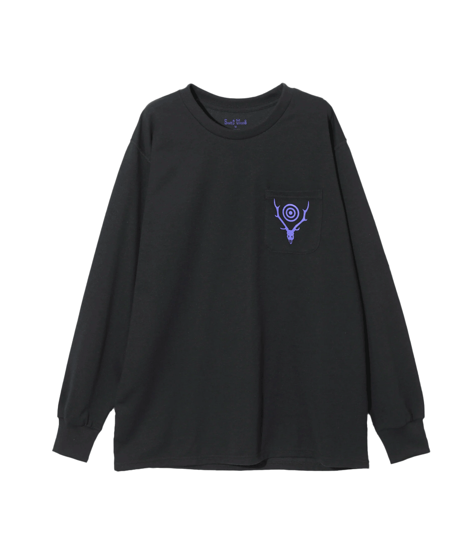 [SOUTH2 WEST8]L/S ROUND POCKET TEE- CIRCLE HORN &#039;BLACK’